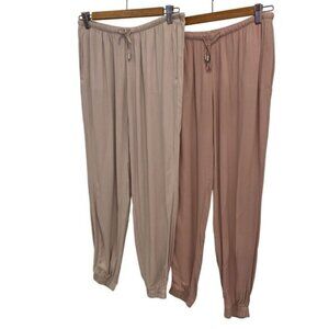 H&M Women's Jogger Pants 2 pairs bundle Lightweight Beige & Pink Size 4 elastic